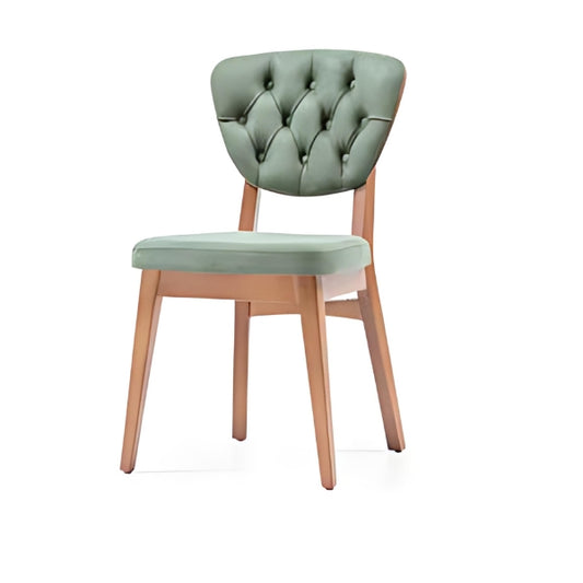 Charming Mint Green Tufted Dining Chair with Light Wood Legs