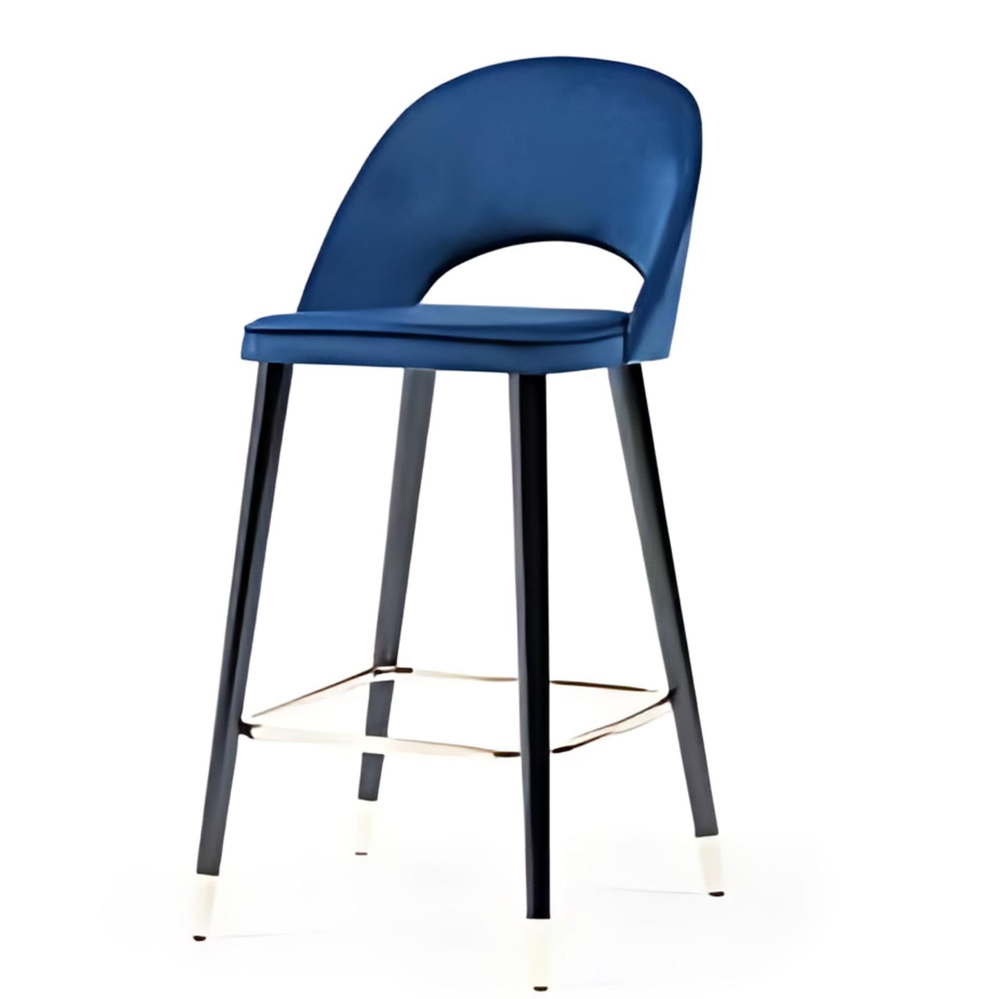 Modern Elegance: The Blue Velvet Bar Stool with Black Frame