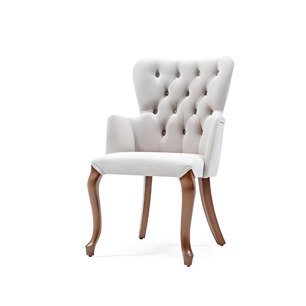 Luxurious Tufted Armchair with Wooden Legs: A Timeless Blend of Comfort and Elegance