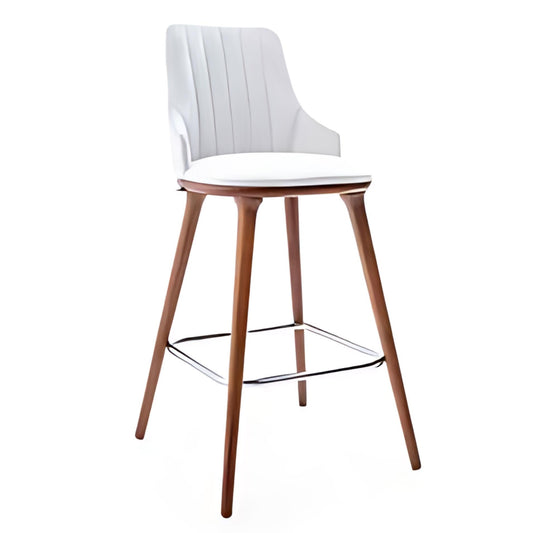 Modern Sophistication: The White Upholstered Bar Stool with Wooden Legs