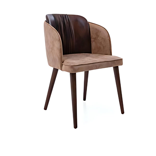 Stylish Brown and Dark Wood Upholstered Armchair