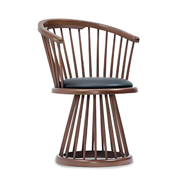 Contemporary Spindle Back Armchair with Black Cushion and Walnut Base