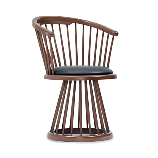 Contemporary Spindle Back Armchair with Black Cushion and Walnut Base