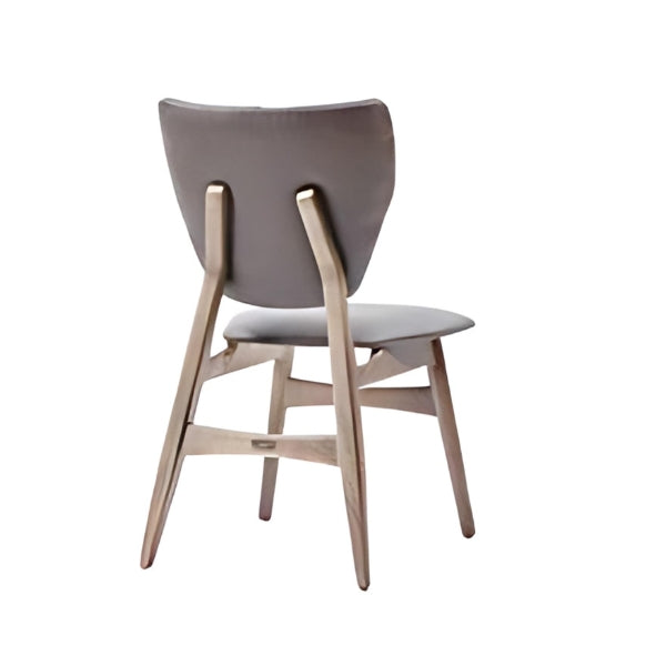 Modern Light Gray Upholstered Dining Chair with Natural Wood Legs