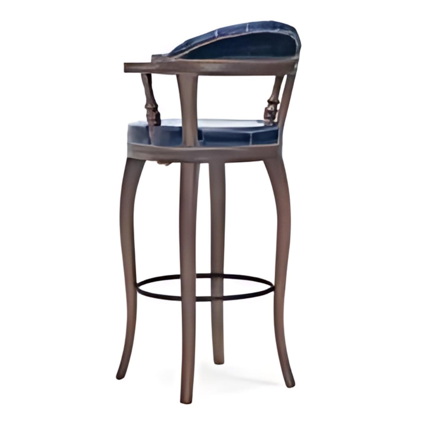 Luxurious Elegance: The Navy Blue Tufted Bar Stool with Wooden Frame