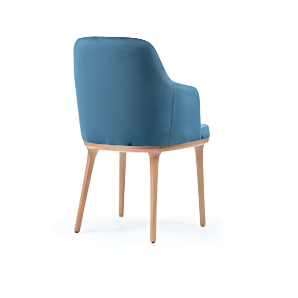 Chic Teal Upholstered Armchair with Wooden Legs