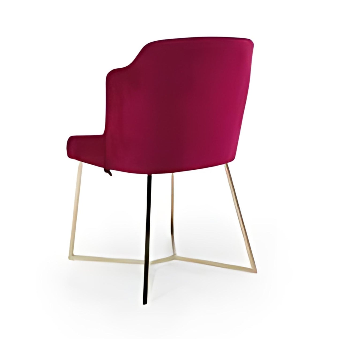 Luxurious Magenta Upholstered Armchair with Gold Legs: A Statement of Comfort and Style