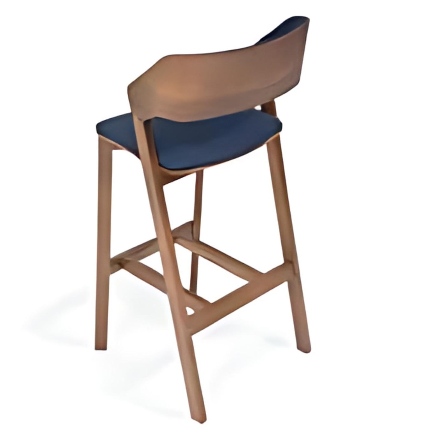 Contemporary Comfort: The Navy Fabric Bar Stool with Wooden Frame