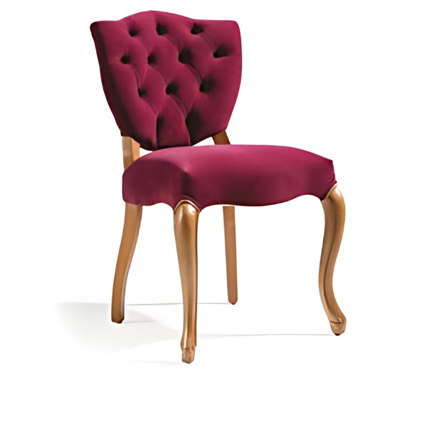 Luxurious Burgundy Upholstered Armchair with Elegant Legs