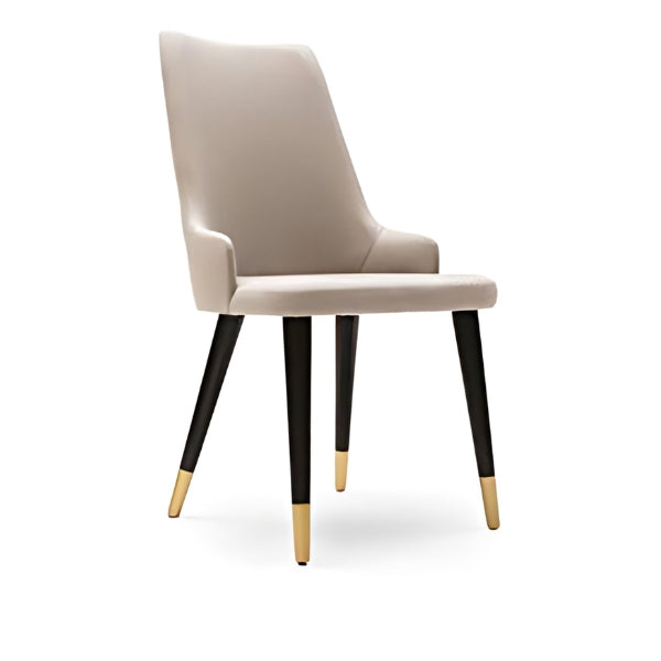 Elegant Beige Upholstered Armchair with Gold Accents