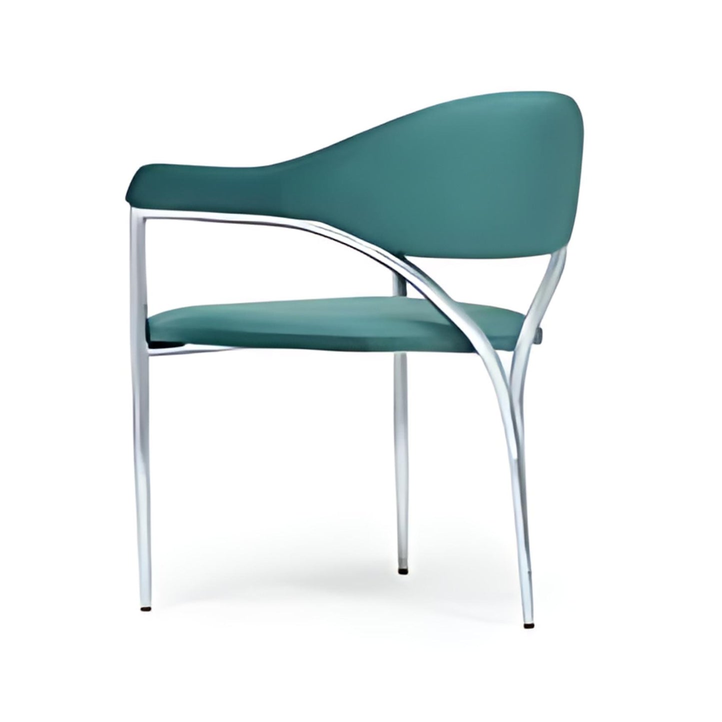 Elegant Teal Upholstered Armchair with Chrome Frame: A Modern Touch of Comfort