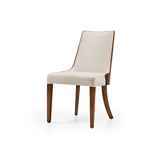 Stylish Cream Upholstered Armchair with Wooden Legs