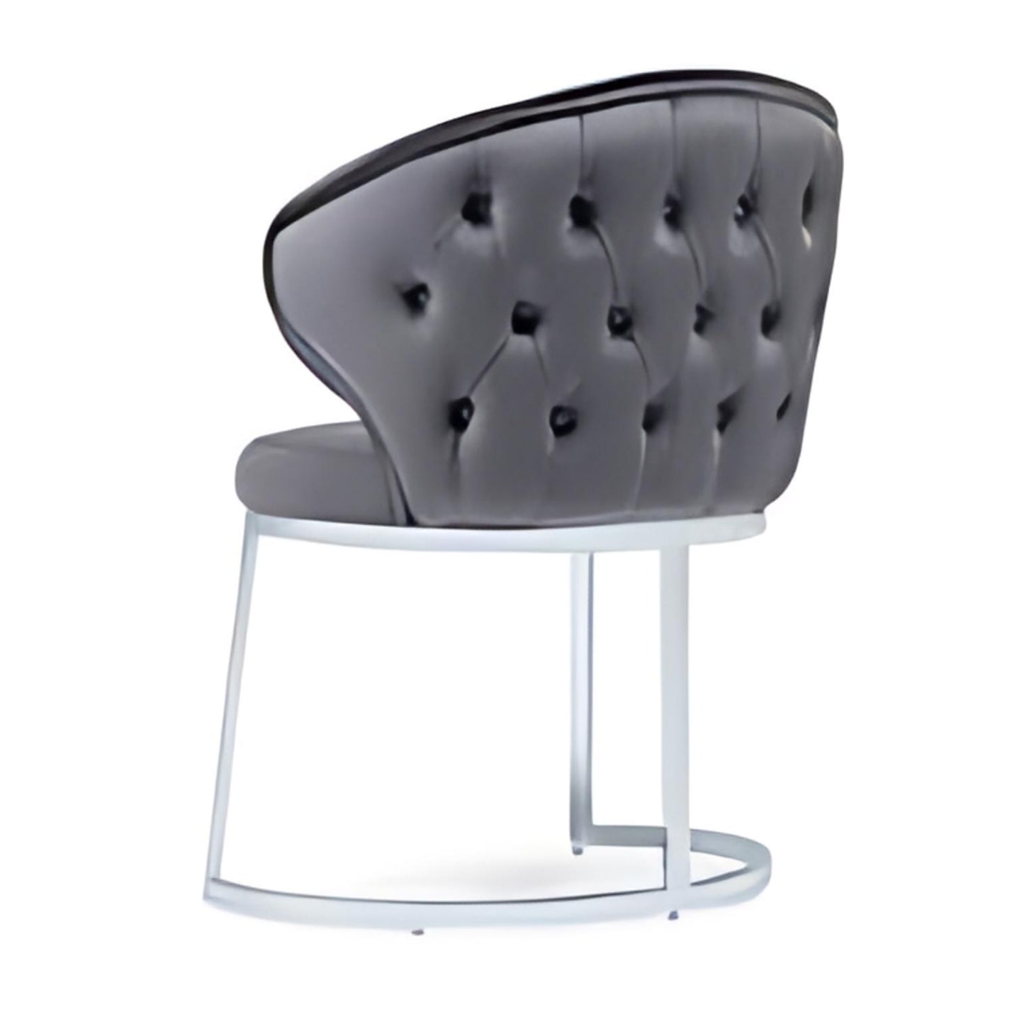 Modern Gray Velvet Chair with Sleek Chrome Base: A Stylish Blend of Comfort and Elegance