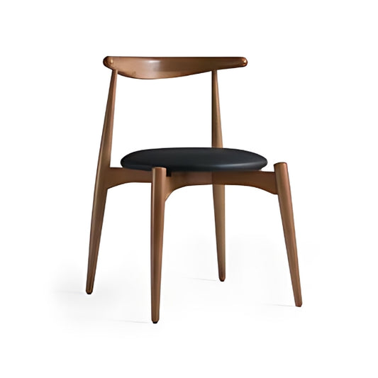 Sleek Black Upholstered Chair with Elegant Walnut Frame