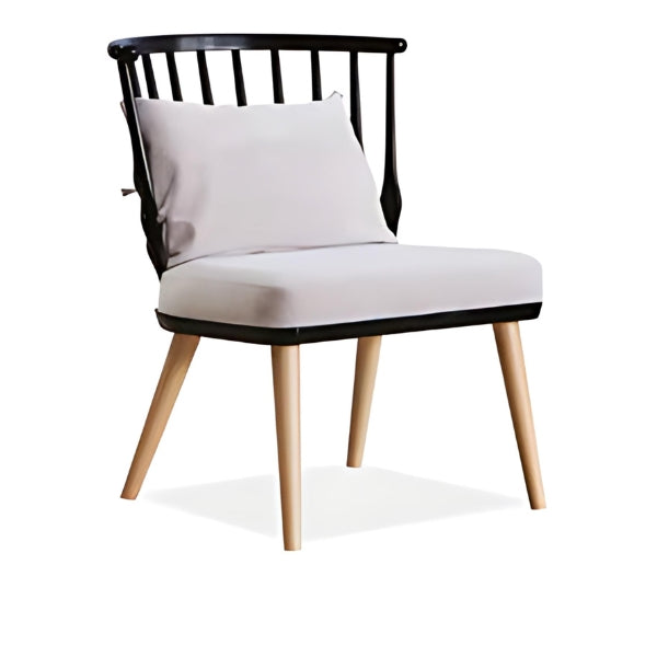 Elegant Contrast: The Black and Light Gray Upholstered Accent Chair with Natural Wood Legs