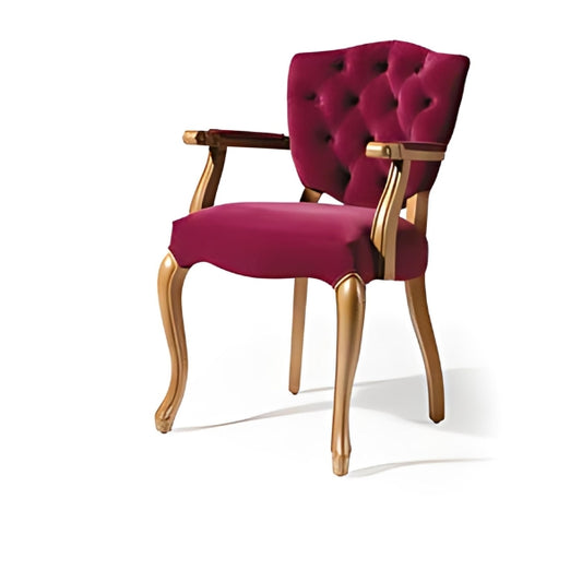 Luxurious Burgundy Upholstered Armchair with Elegant Accents