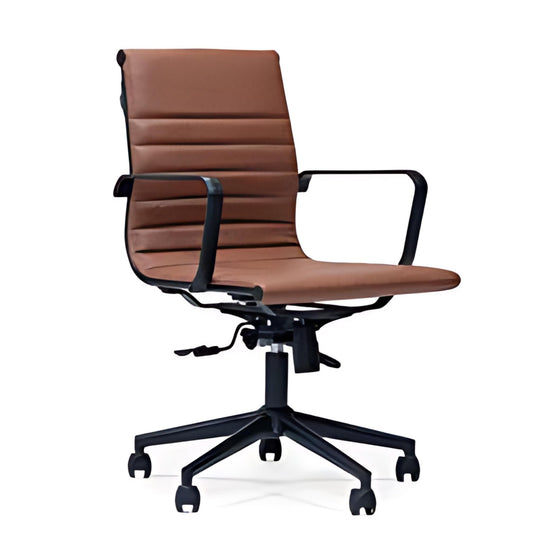 Contemporary Comfort: The Brown Fabric Executive Office Chair with Black Accents