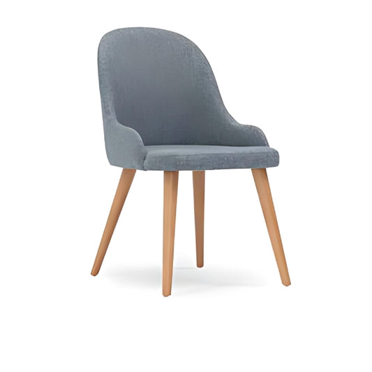 Modern Gray Upholstered Armchair with Wooden Legs