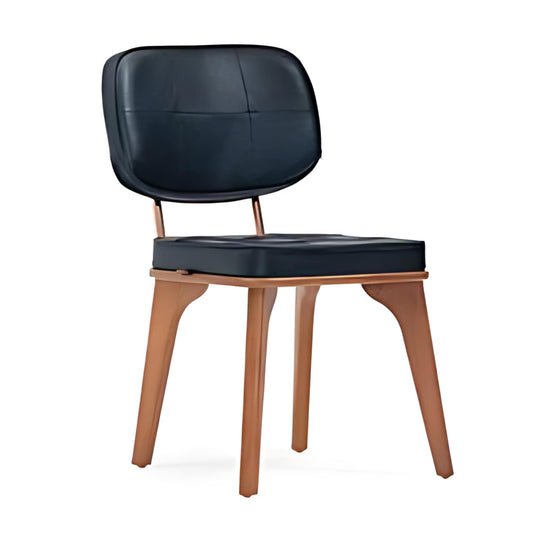 Modern Black Leather Dining Chair with Wooden Legs: A Stylish Blend of Comfort and Design