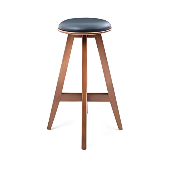 Modern Simplicity: The Round Upholstered Bar Stool with Wooden Legs