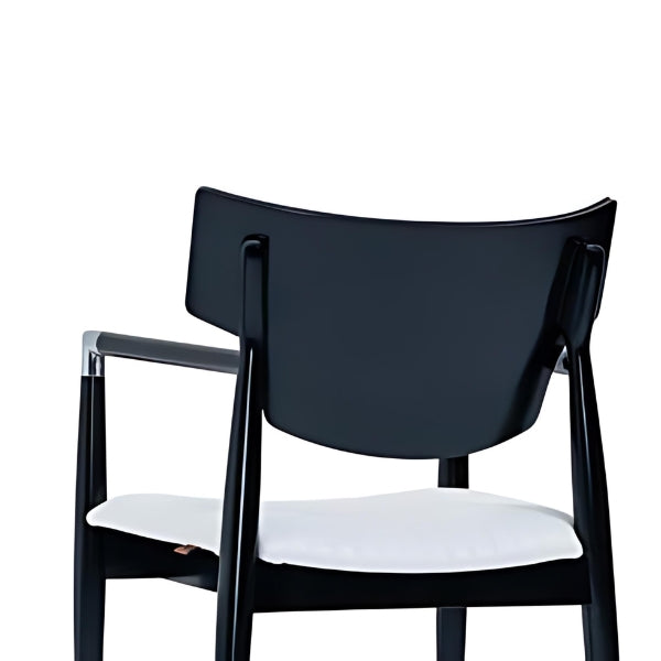 Modern White Upholstered Armchair with Black Frame