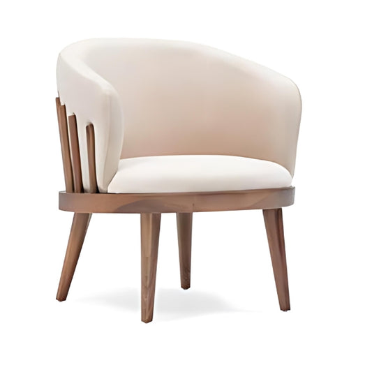 Elegant Comfort: The Cream Upholstered Accent Chair with Wooden Frame