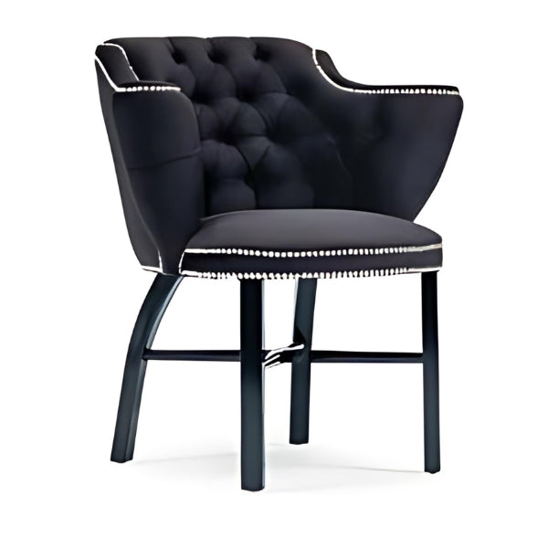 Elegant Black Upholstered Armchair with Nailhead Trim