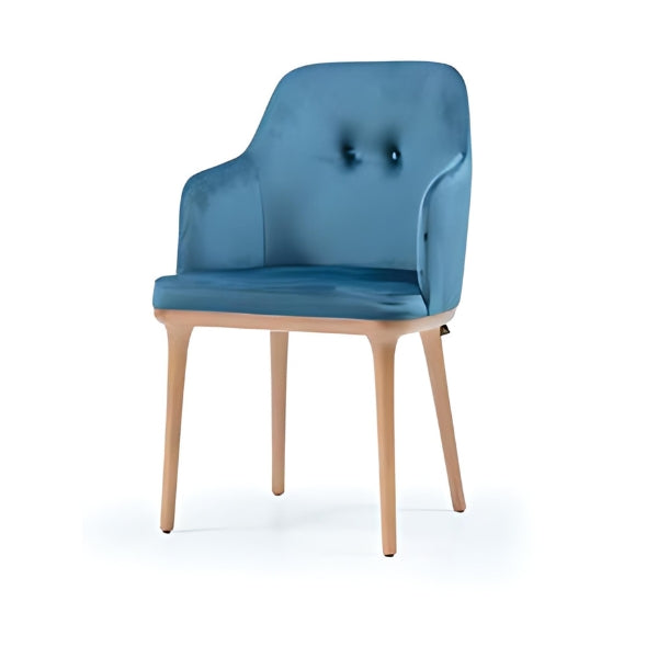 Chic Teal Upholstered Armchair with Wooden Legs