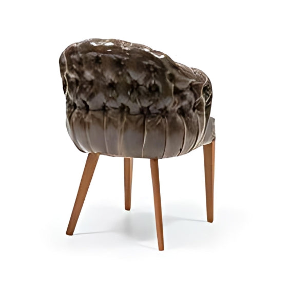 Luxurious Brown Leather Armchair with Tufted Design