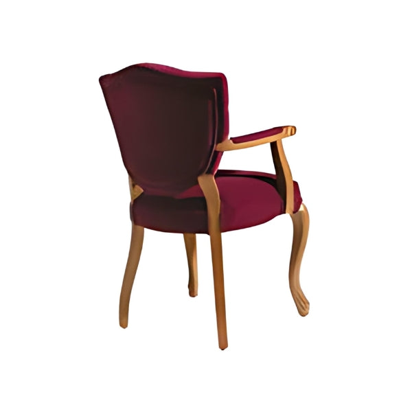 Luxurious Burgundy Upholstered Armchair with Elegant Accents