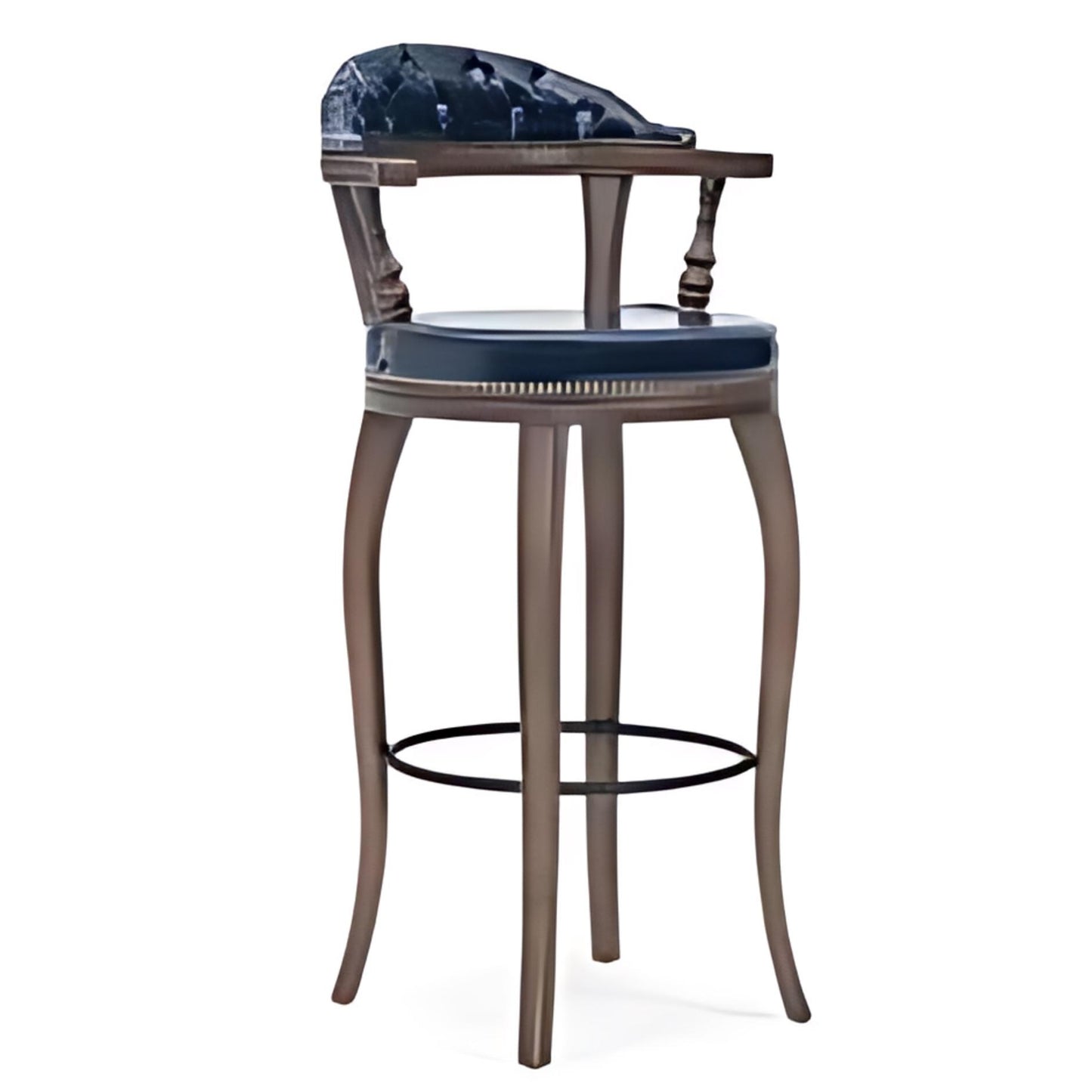 Luxurious Elegance: The Navy Blue Tufted Bar Stool with Wooden Frame