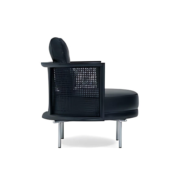 Modern Elegance: The Black Upholstered Accent Chair with Rattan Detail