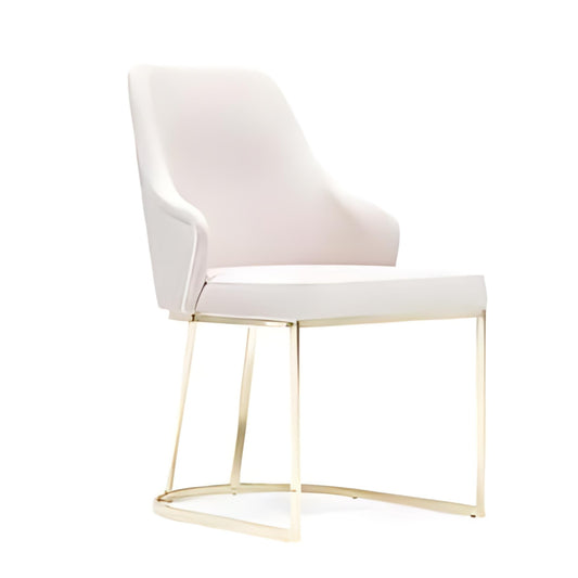 Elegant Blush Upholstered Armchair with Gold Base: A Touch of Soft Sophistication