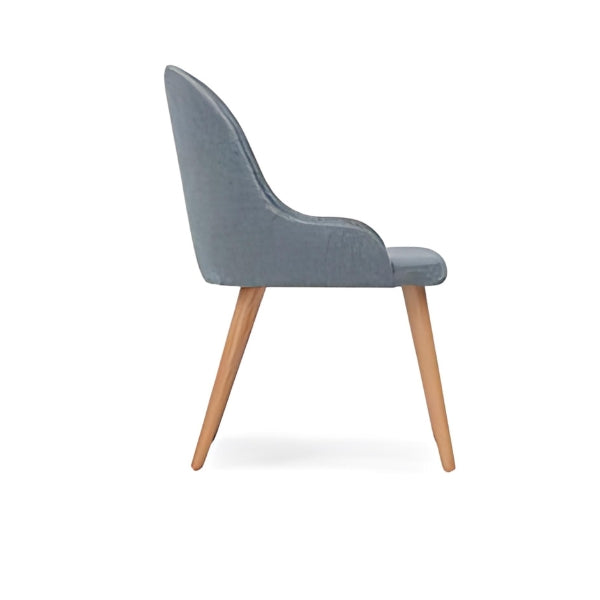 Modern Gray Upholstered Armchair with Wooden Legs