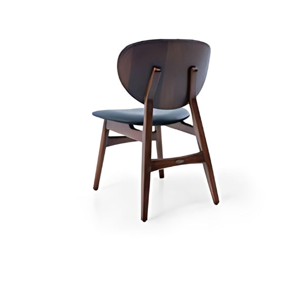 Modern Black Tufted Dining Chair with Walnut Legs