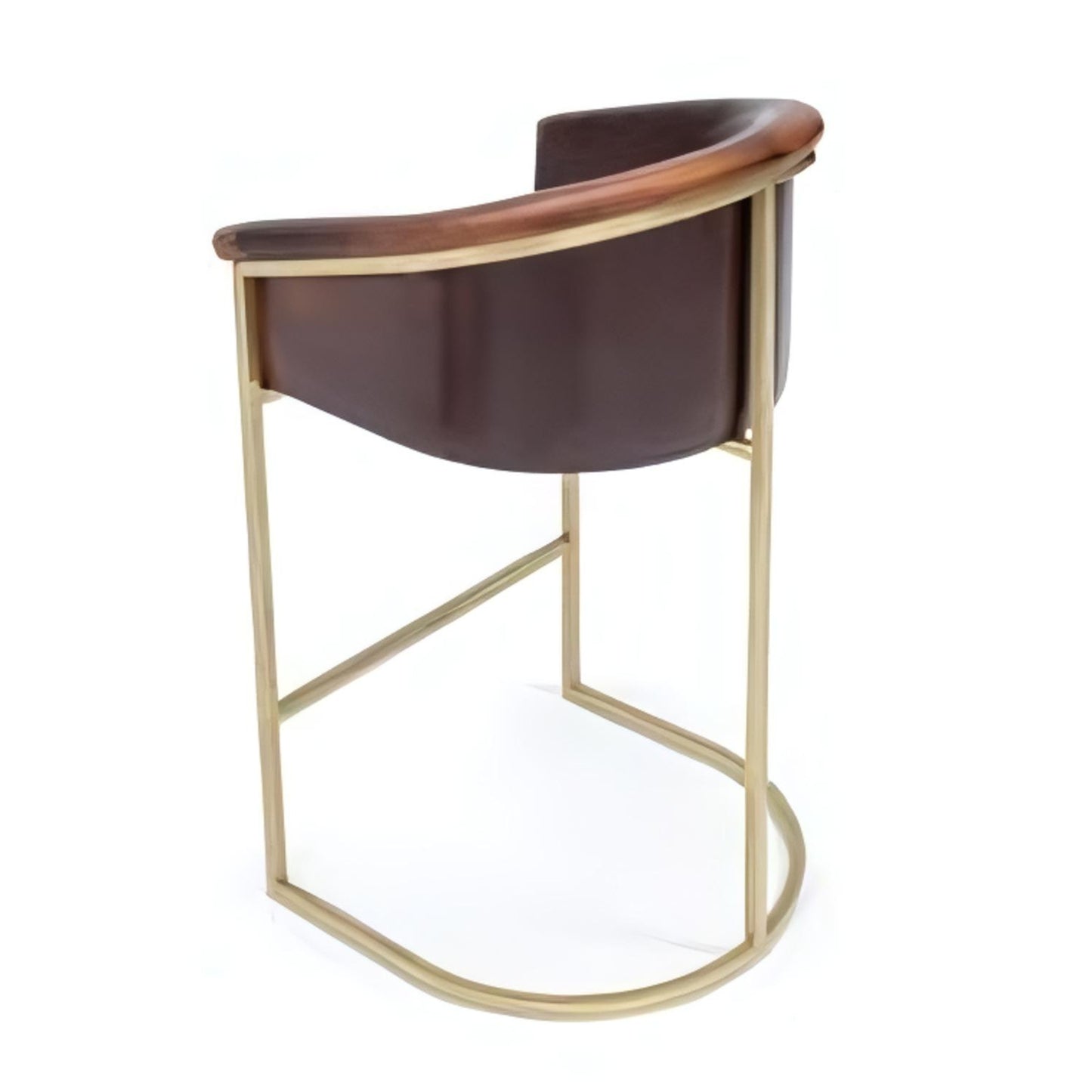 Elegant Comfort: The Brown Leather Bar Stool with Gold Base