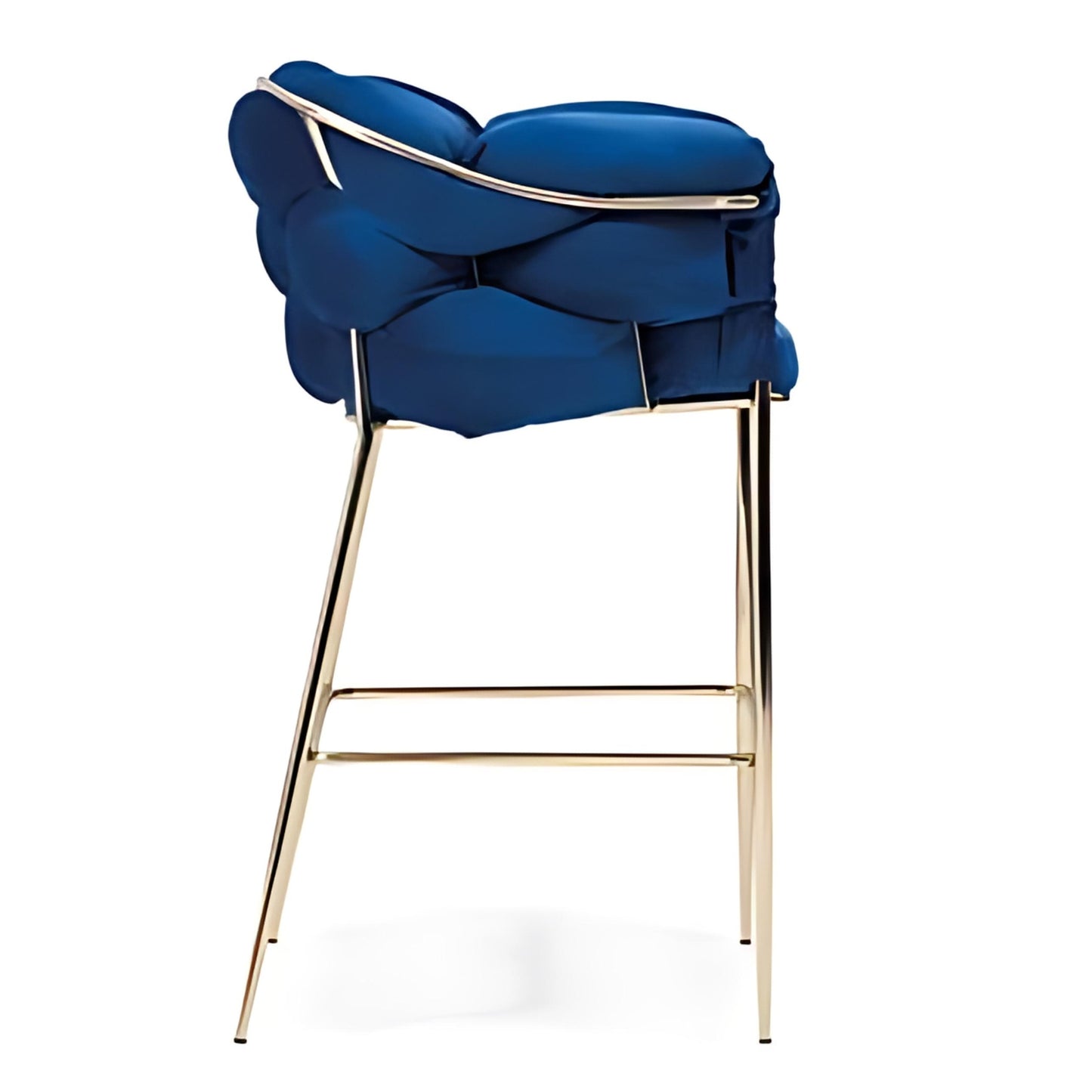 Luxurious Style: The Blue Velvet Bar Stool with Gold Accents