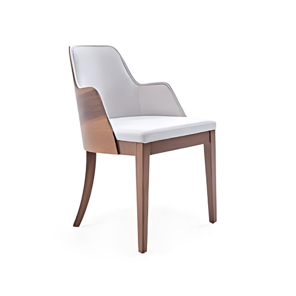 Sleek Upholstered Armchair with Wooden Accents: A Contemporary Blend of Style and Comfort