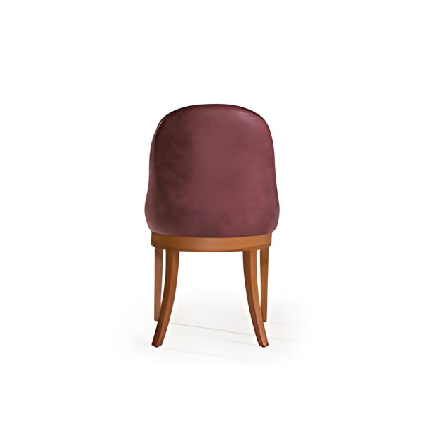 Elegant Burgundy Upholstered Armchair with Wooden Legs: A Refined Blend of Comfort and Style