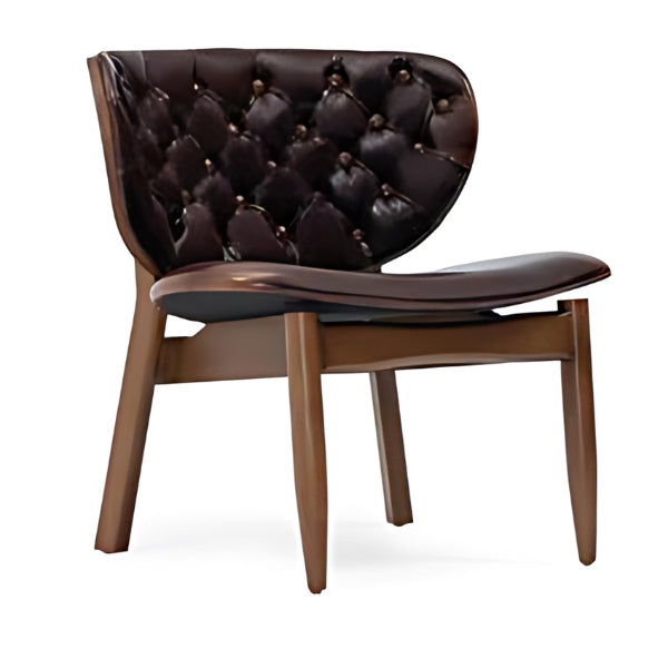 Luxurious Comfort: The Brown Tufted Leather Accent Chair with Wooden Legs