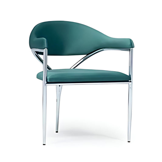 Elegant Teal Upholstered Armchair with Chrome Frame: A Modern Touch of Comfort