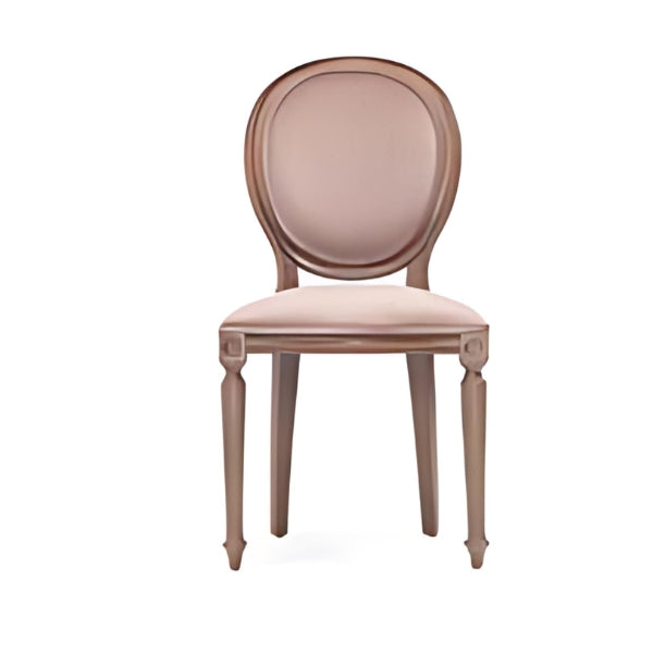 Elegant Pink Upholstered Armchair with Wooden Frame