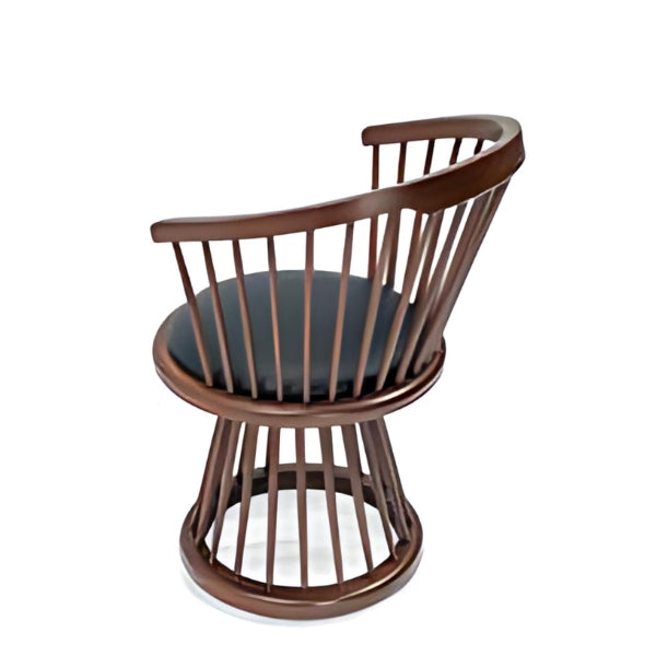 Contemporary Spindle Back Armchair with Black Cushion and Walnut Base