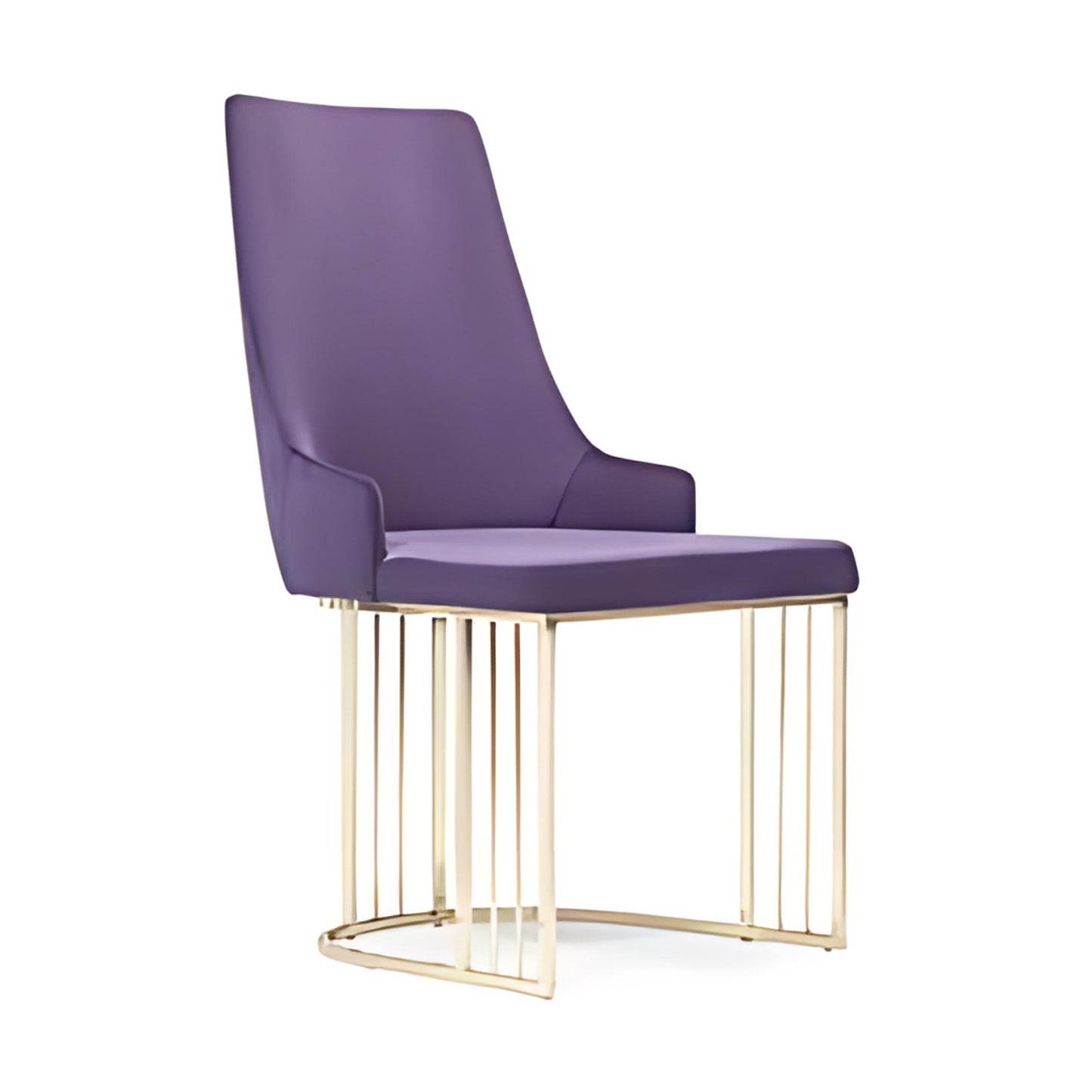 Sophisticated High-Back Purple Chair with Gold Base: A Modern Masterpiece