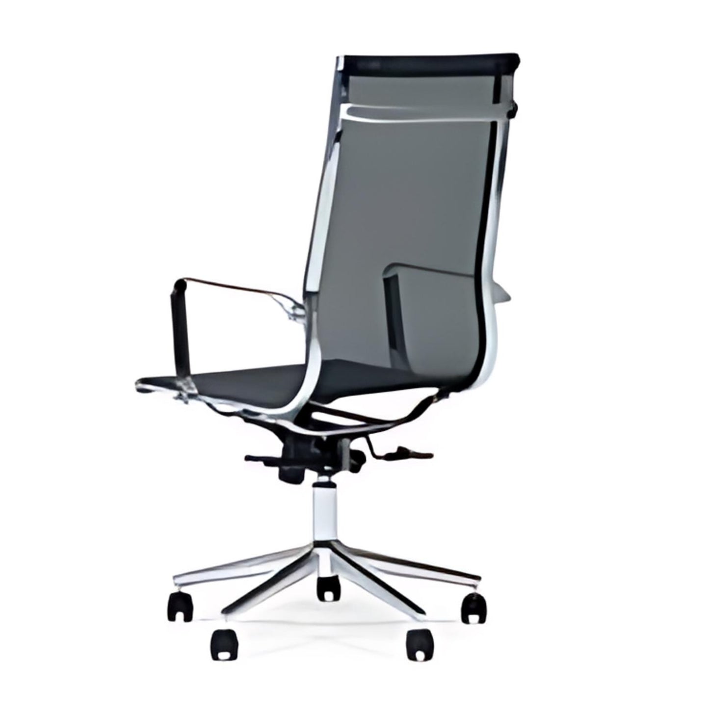 Sleek Modernity: The Black Mesh Executive Office Chair with Chrome Accents