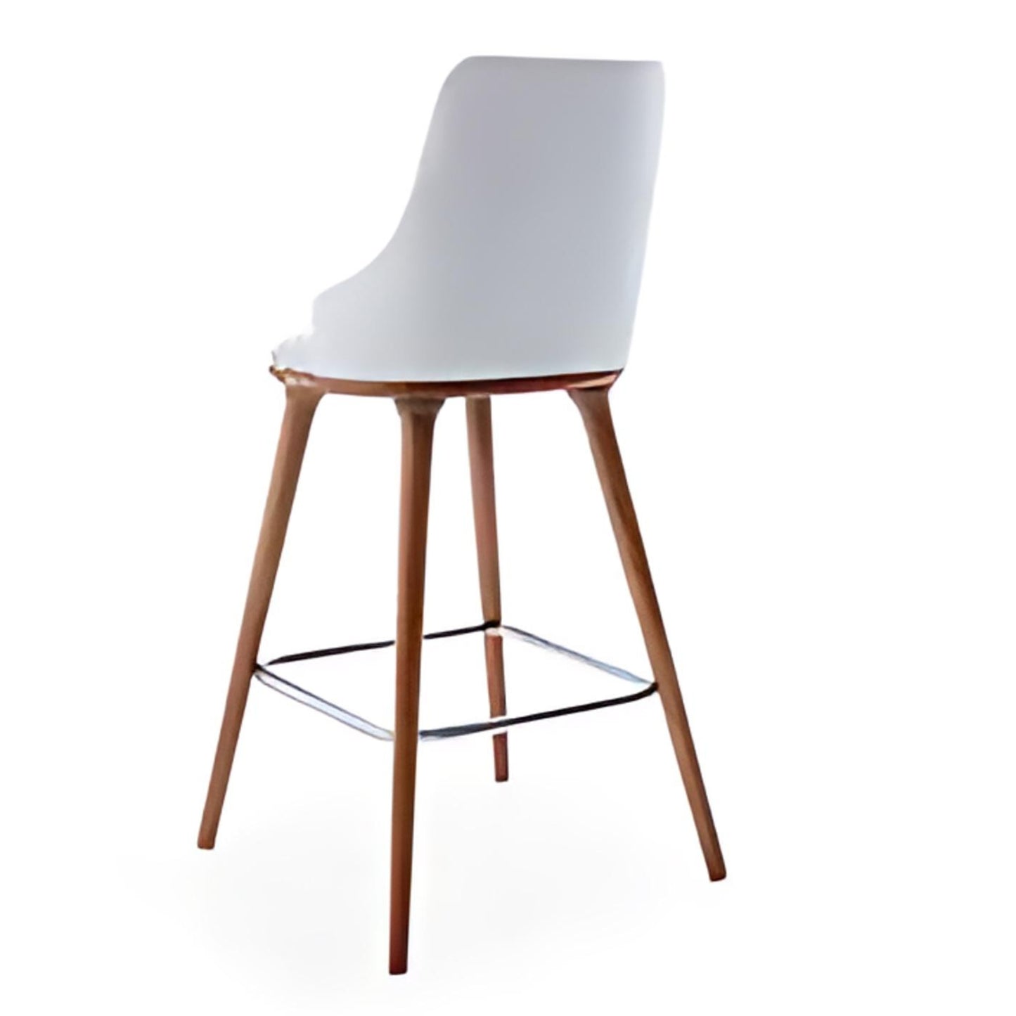 Modern Sophistication: The White Upholstered Bar Stool with Wooden Legs