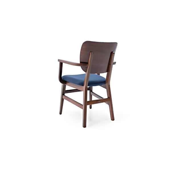 Elegant Navy Blue Tufted Armchair with Rich Walnut Frame