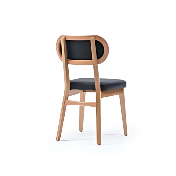 Stylish Black Ribbed Upholstered Chair with Light Wood Frame