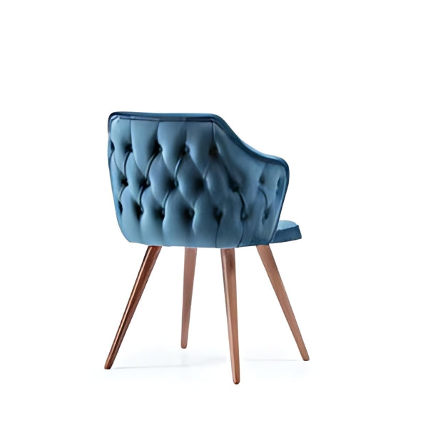 Stylish Blue Velvet Armchair with Wooden Legs: A Luxurious Blend of Comfort and Design