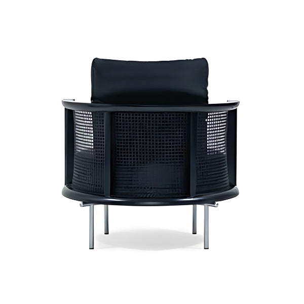 Modern Elegance: The Black Upholstered Accent Chair with Rattan Detail